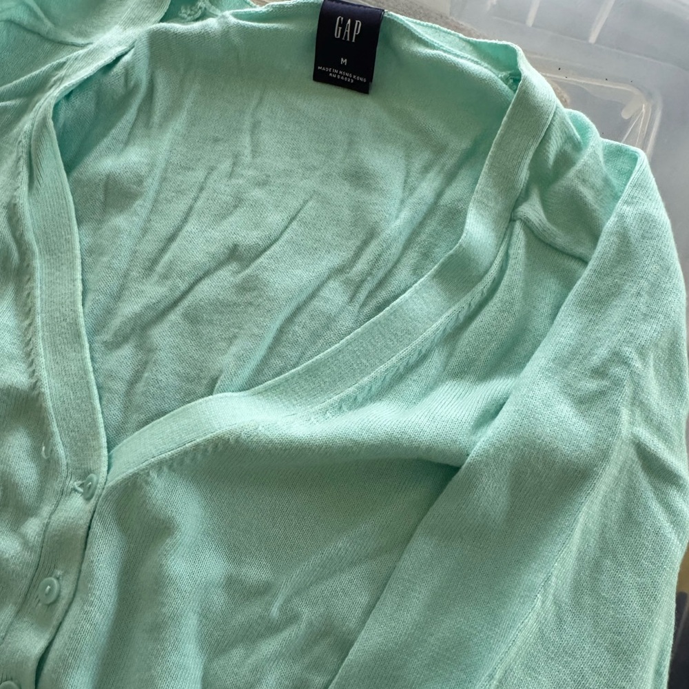 GAP Light Green Button-Up Cardigan